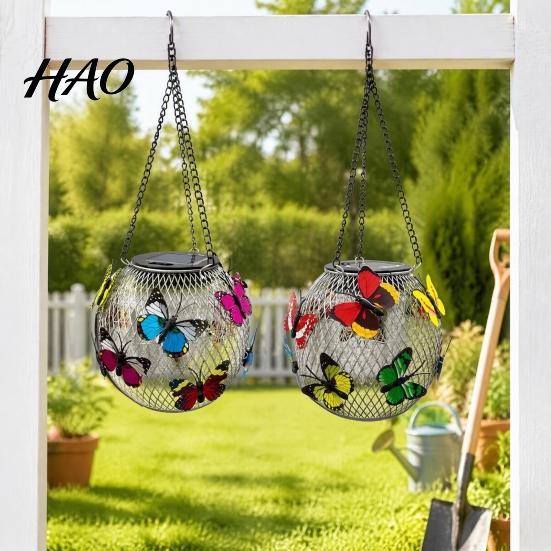 Housewarming Gifts for Home Solar Butterfly Hanging Lantern, Iron Wire 3D Garden Light with Patio Lighting Warm Glow, Waterproof Outdoor Yard