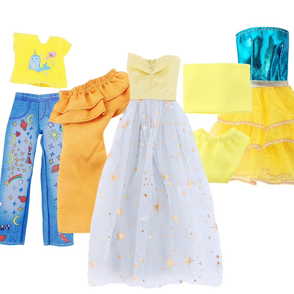 5PCS White Yellow Doll Clothes for 11.5 Inch Girl Doll 30cm Doll Dress Outfit Wedding Gown Kids Toy Accessories
