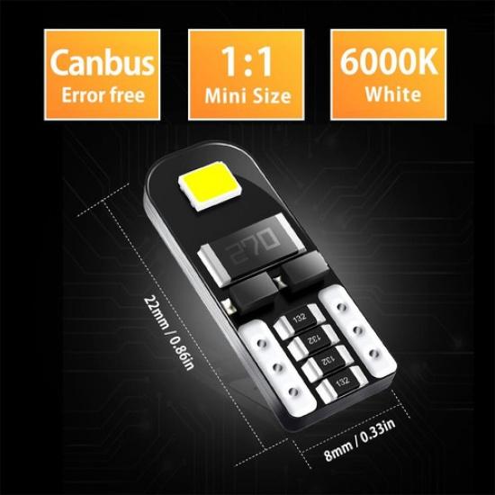 10Pcs T10 AUXITO 194 168 LED W5W SMD CANBUS Error White Free Wedge Light Bulb U