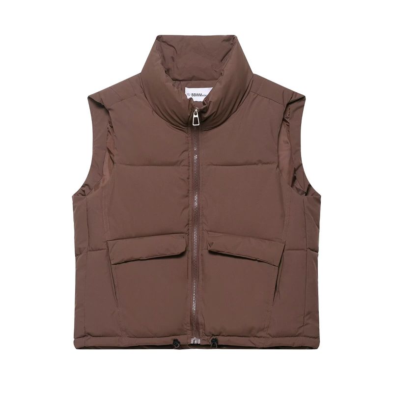Araltay New Arrival Fashion Style Women's Clothing Fashion All-Match Minimalist Pure Color Sleeveless Turtleneck Cotton-Padded Jacket Vest Coat