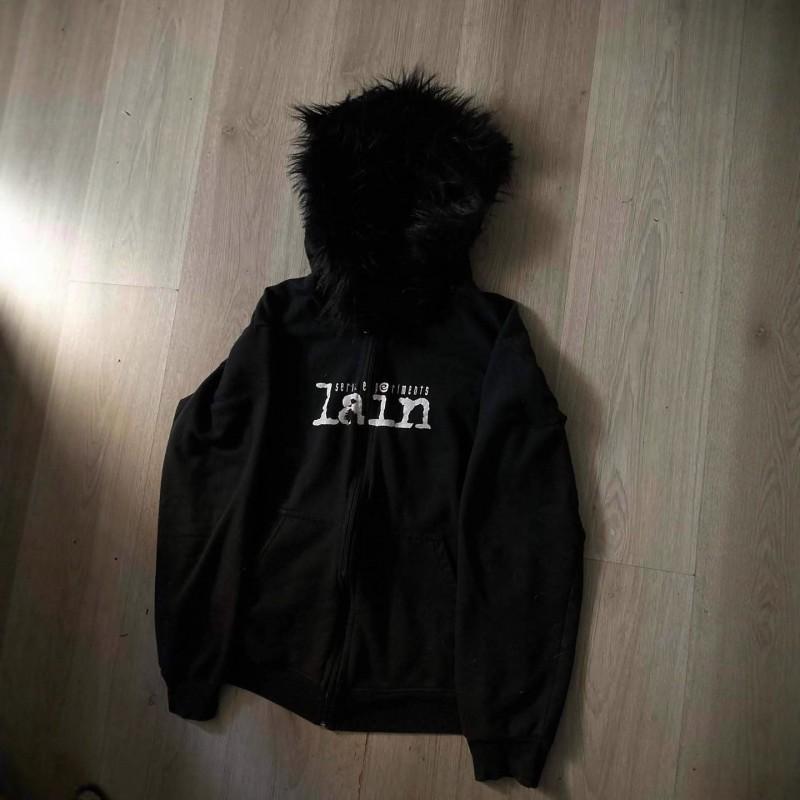 Clean Fit Hooded Zip-Up Sweatshirt With Letter Print Loose Streetwear Pullover Women Fall Season