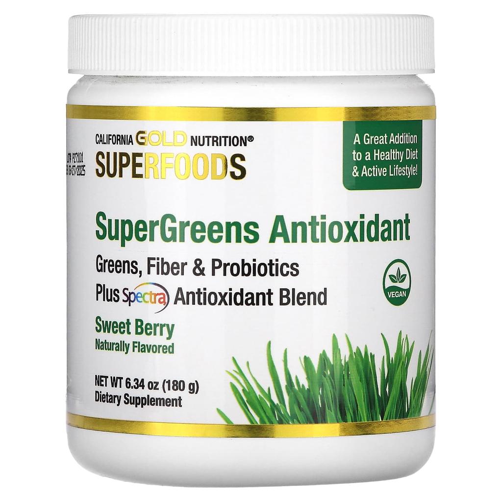Superfood, Super Green Vegetable Antioxidant, Vitamin A, Vitamin K, Calcium, Sweet Berry Flavor, 180G(6.34Oz)