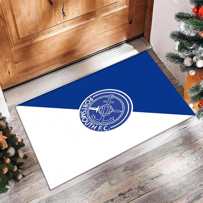 Tappeto Morbido Area Rug con Motivo Calcio Portsmouth FC Antiscivolo Tappeto per Pavimento Interno Tappetino Decorazione Sportiva per Camera da Letto