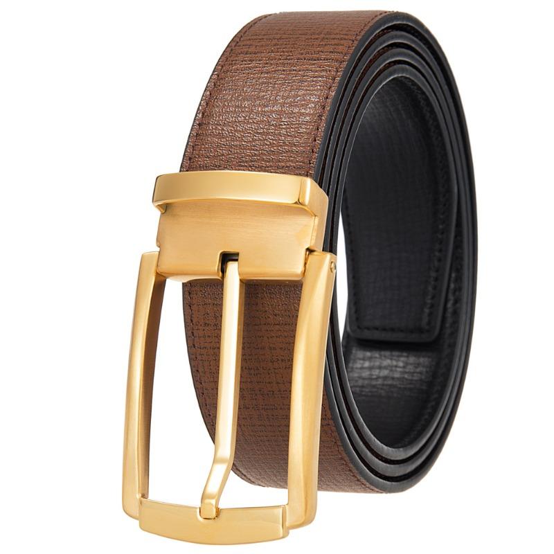 Pin Buckle Belt, Punched Belt, Men First Layer Cowhide Belt