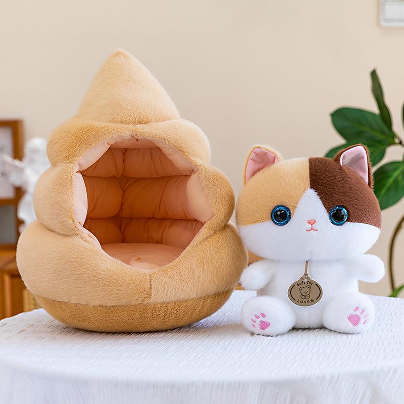 Cute Cartoon Cat Plush Bed Doll - Adorable Home Ornament & Gift for Girls