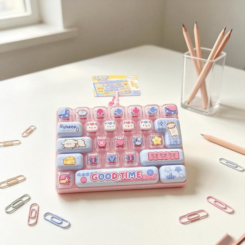 26-Key Stress Relief Keyboard Toy Keychain Nonstop Happiness Cute Creative Student Children Birthday Gift Small Pendant Accessor