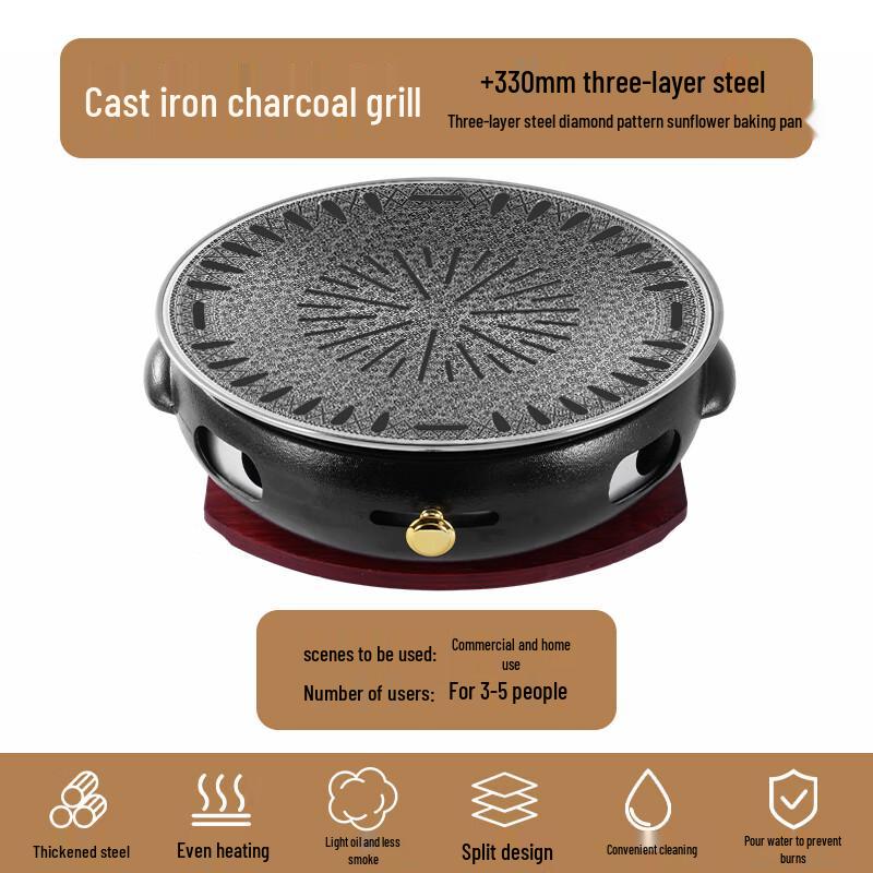 Chenyang Cast Iron Charcoal Grill with Perforated Griddle
