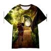 3D Hayao Miyazaki Cartoon Totoro Pattern Printed Casual Short Sleeved Children's Boy T-shirts - Soft Medium Stretch Fabric Summer Relaxed Fit Clothing
