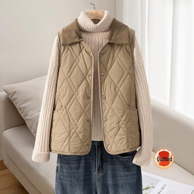 

Женский жилет с лацканами, ромбовидной стежкой S