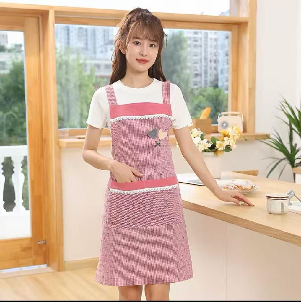 New Home Kitchen Apron Pure Cotton Women's Fabric Soft Summer Thin Cooking Waist Foreign Style