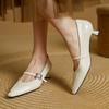 Fashion 2025 New Spring Women Pumps Genuine Leather Shoes for Women Square Toe Thin Heel Shoes Shallow Buckle Strap Mary Janes Shoes