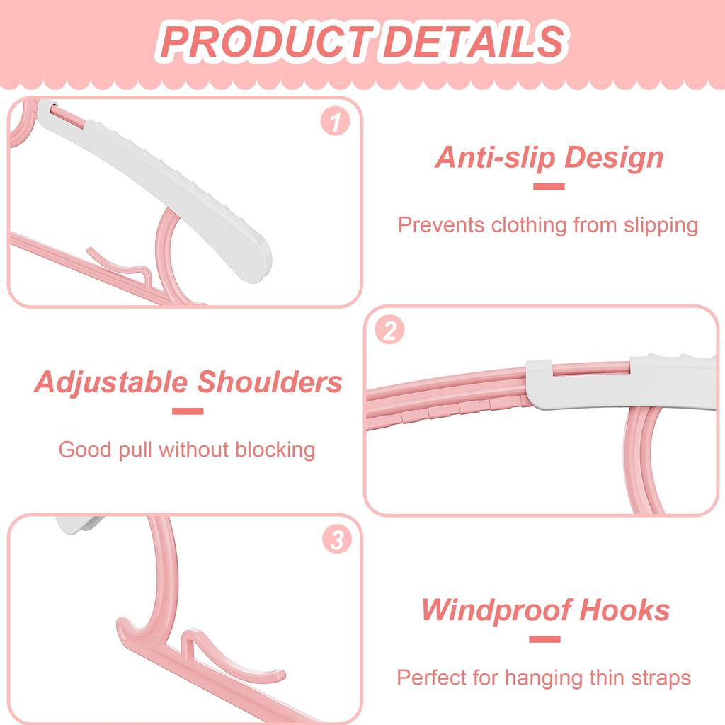 Ultra-Thin Non-Slip Laundry Infant Pant Hangers for Newborn Clothes -Adjustable Children Coat Hanger for Girl Boy Toddler Kids