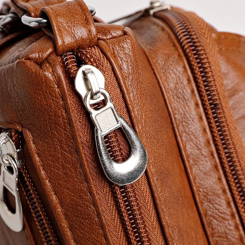Women's Bag Soft Leather Middle-Aged Mother Bag Large Capacity Crossbody Bag Multi-Pocket Shoulder Bag
