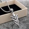 Vintage Stainless Steel Double Sided Arrow 3D Polished Pendant Necklace Unisex