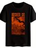 Vintage Rock Band Graphic T-shirt - Black Short Sleeve Round Neck Tee with Husker Du Print & Orange Artwork