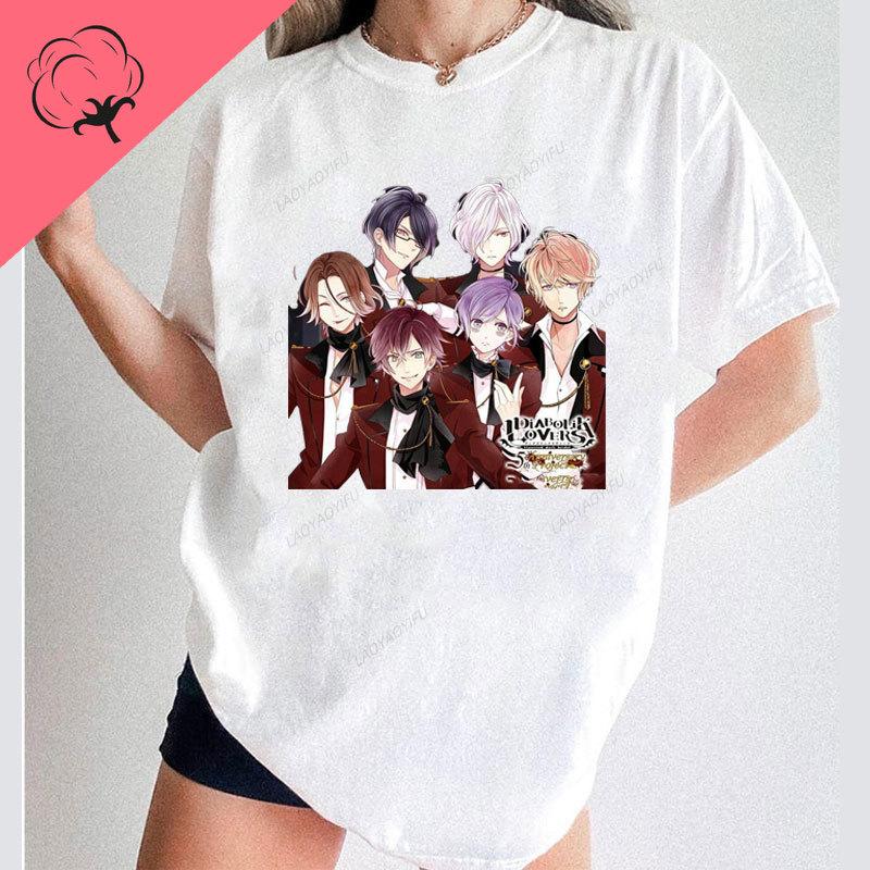 Anime Print  Unisexga Cartoon Shirt Diabolik Lovers Aesthetic T Shirt Cotton Short Sleeve Popular Otaku Harajuku Camisetas Graphic S