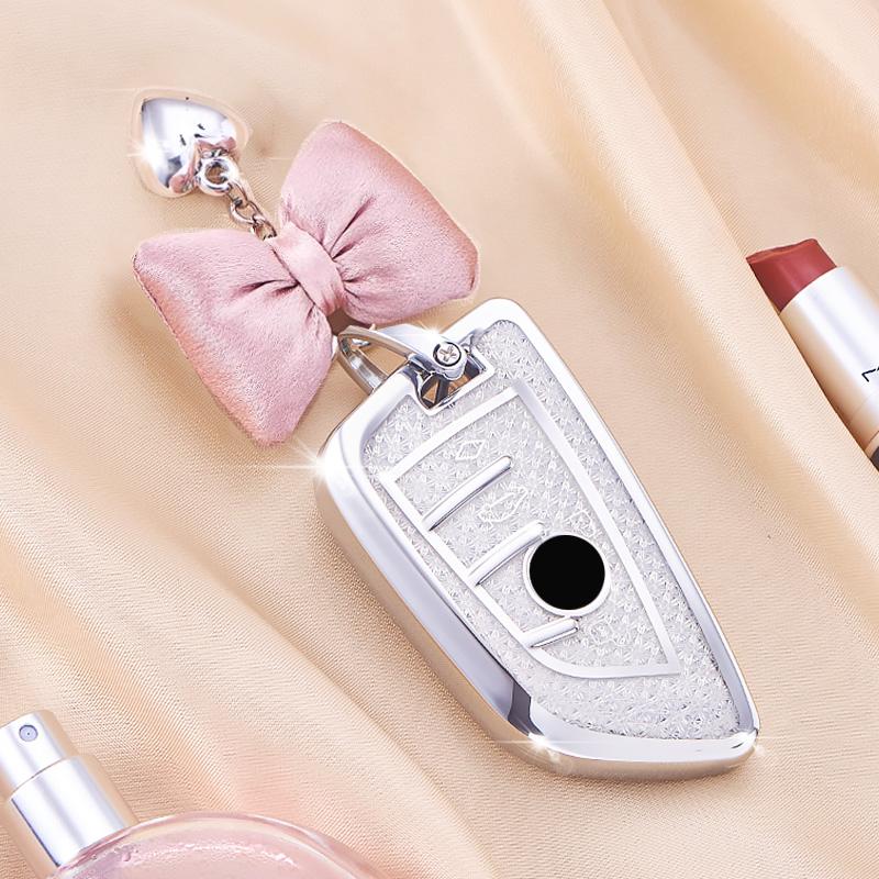 White Diamond Pattern TPU for BMW X1 X3 X5 X6 X7 1 3 5 6 7 Series G20 G30 G11 F15 F16 G01 G02 F48 Remote Car Key Case Cover Fob