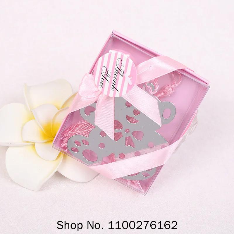 50pcs Cute Bear Design Wedding Bookmark Favors With Tassel And Gift Box Baby Shower Souvenirs Student Creative Bear Bookmark