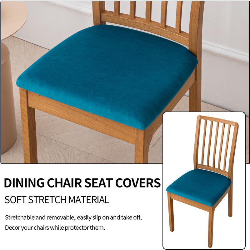 Velvet Stretch Fit Chair Seat Covers,Soft Solid Color Dining Chair Cover Removable Washable Chair Protector for Kitchen, Hotel