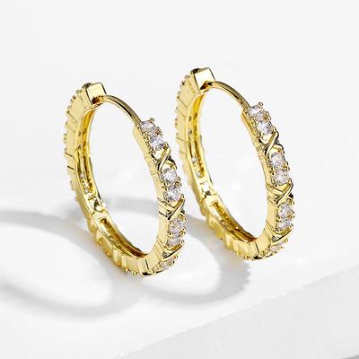 Huitan Fashion Women's Earrings Gold Color Hoops with Cubic Zirconia Simple Stylish Female Metal Earrings Hot Statement Jewelry