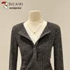 Woodpecker Women's Lace Faux Two-Piece Long Sleeve Knit Top