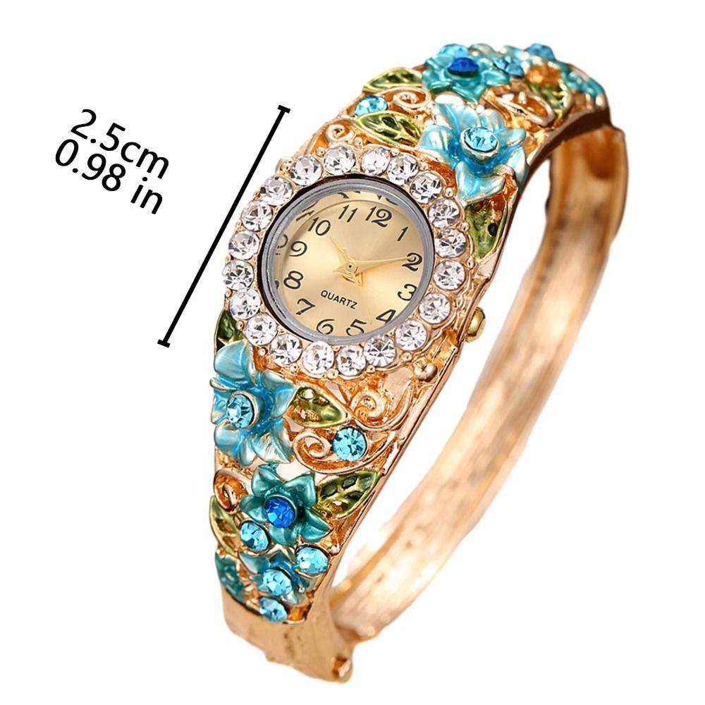 Rhinestone Bracelet Vintage Watch Round Dial Bracelet Watch Quartz Watch Daily Accessory