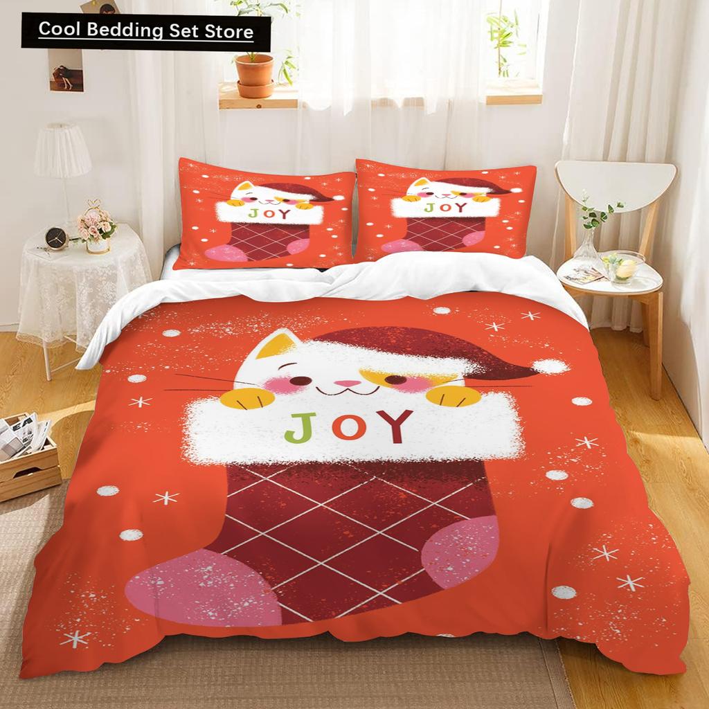 Comforter Christmas Snowman Cartoon Kids Lightweight 3D Printing Bedding Set 2/3 Piece Bedding Set For Kids Adult Gift