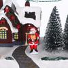 Resin Christmas Village Lighted Music Box Glowing House Ornament Xmas Table Centerpiece Holiday Decor Resin Table Decoration