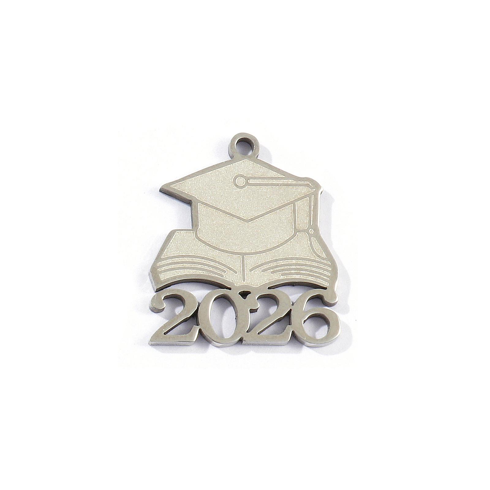 

5pcs New 304 Stainless Steel Charms 2026 College Jewelry Charms Multicolor Doctorial Hat Hollow Pendants DIY Necklace Jewelry