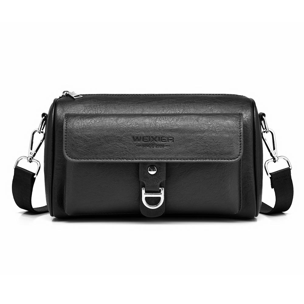 WEIXIER Men's Leather Crossbody Shoulder Bag Classic Waterproof Briefcase Messenger Satchel Travel Bag