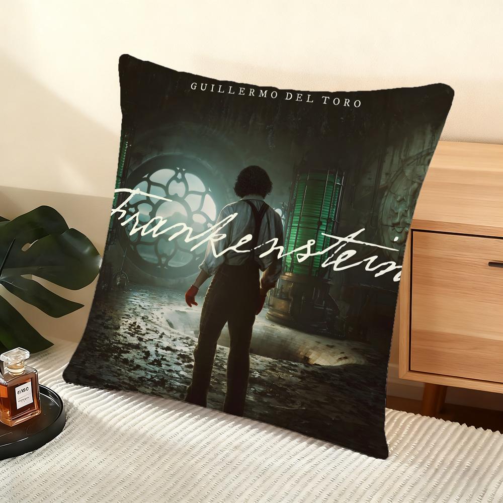 Cushion Cover Silky Short Plush Home Sofa Cushion Cover  Invisible Zipper Home Decoration Frankenstein Movie