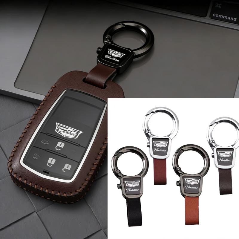 Creative Metal Leather Car Keychain Keyring Holder for Cadillac ATS BLS CT4 CT5 CT6 CTS Escalade EXT SLS STS XLR XT4 XT5 XT6 XTS Zd0