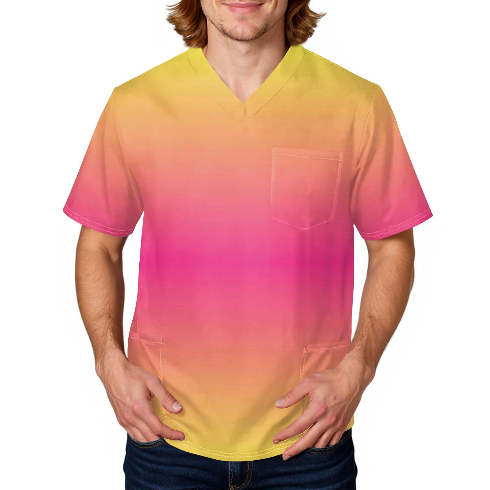 Мужской галстук топ с градиентным принтом V-образный вырез с карманами удобная посадка для ухода и повседневной работы XXXL розовый 1590₽