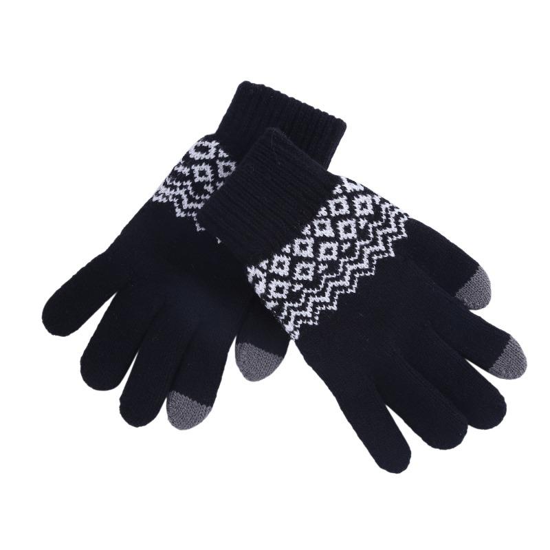 Women Men Fashion Winter Knitted Warm Driving Cycling Gloves Outdoor Thickened Touch Screen Gloves Jacquard Gloves for Cold Weather