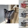 Chic Fashionable Striped Canvas Tote Bag 2024 New Large Capacity Handbag For Women
