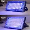 Led Uv Floodlight 50w 100w 395nm Lights Germicidal Lamp Curing Outdoor 220v Light Ultraviolet Plug Lamps Sterilizer Disinfection