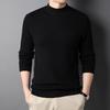 Douyin Men's Slim Fit Solid Color Sweater - Half High Collar, Spring/Autumn Base Layer