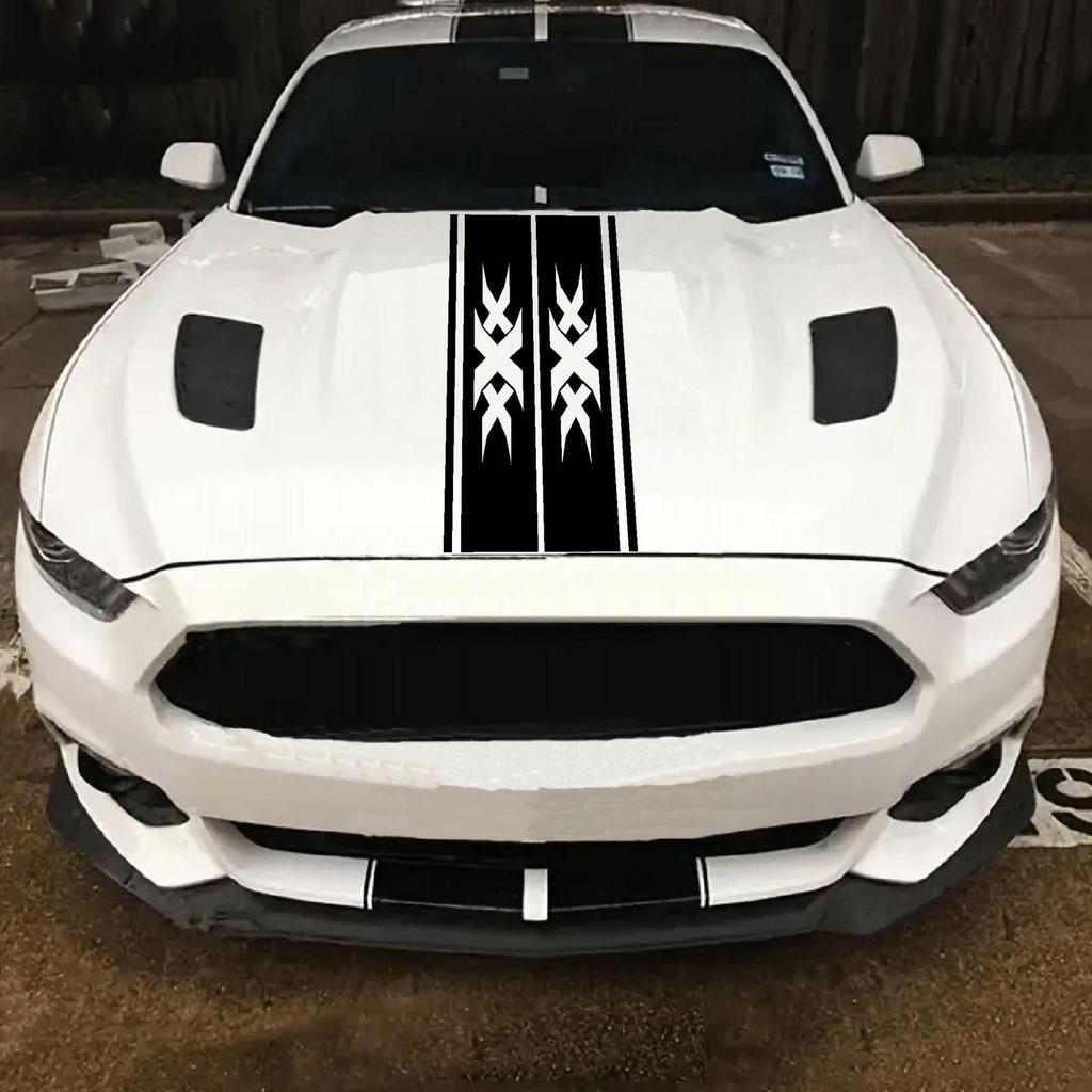 Hot-Selling X Car Engine Hood Sticker - Creative Racing Stripes for a Modified Vehicle
