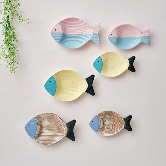 2 Pcs Coastal Ocean Fish Wall Sculpture Nautical Beach Theme Wall Hanging Decor Vintage Farmhouse Wall Art for Bathroom Lake House