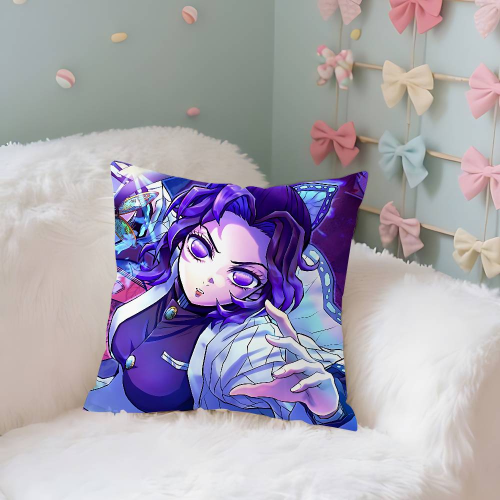 Kochou Shinobu Pillow Case Throw Pillow Cover Nordic Vintage Style Cushion Covers Home Living Room Sofa Couch Seat