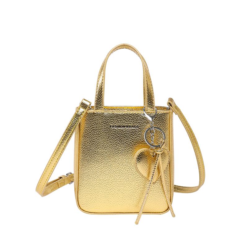 2026 Hot Sale Fresh Simple Fashion Gold Shoulder Bags New Solid Color PU Zipper Popularity Small Square Crossbody Versatile Bags