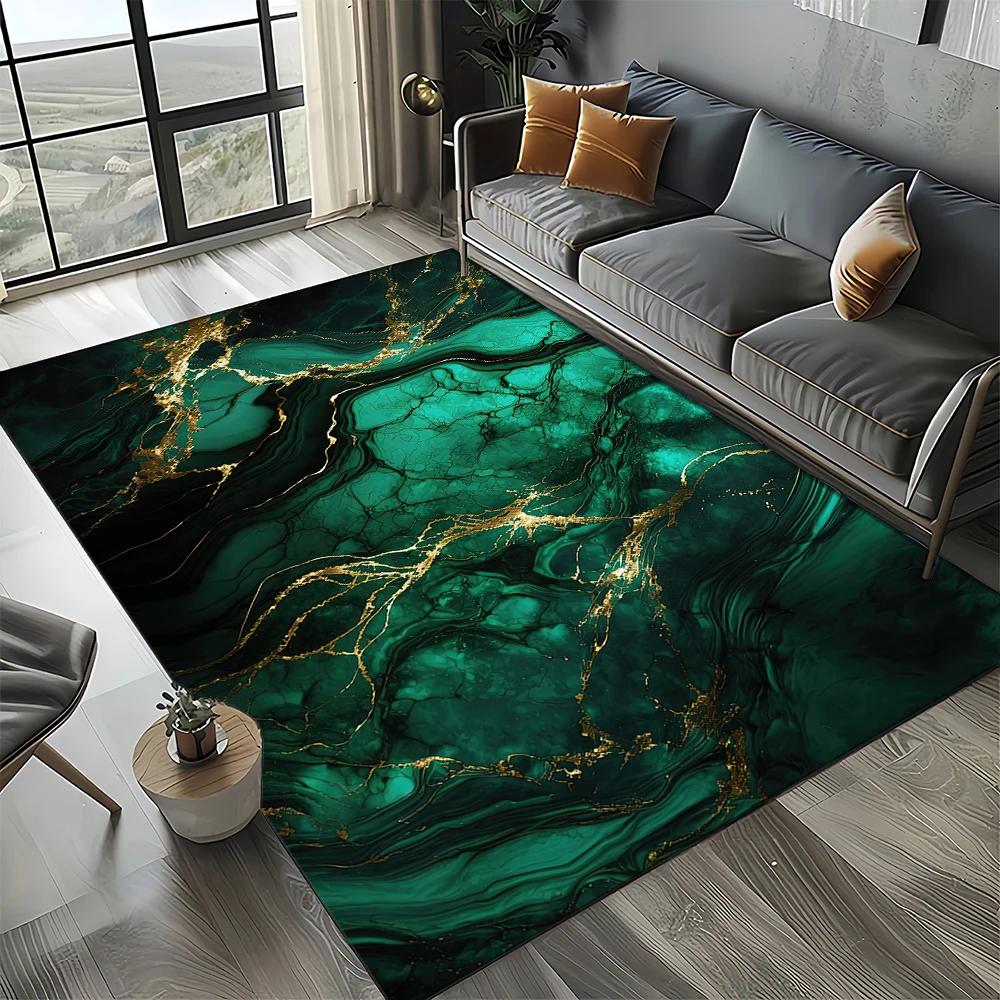 2025 New Style Colour Nature Marble Blue Gold Carpet Rug for Living Room Bedroom Home Sofa Decoration,Kid Non-slip Floor Mat