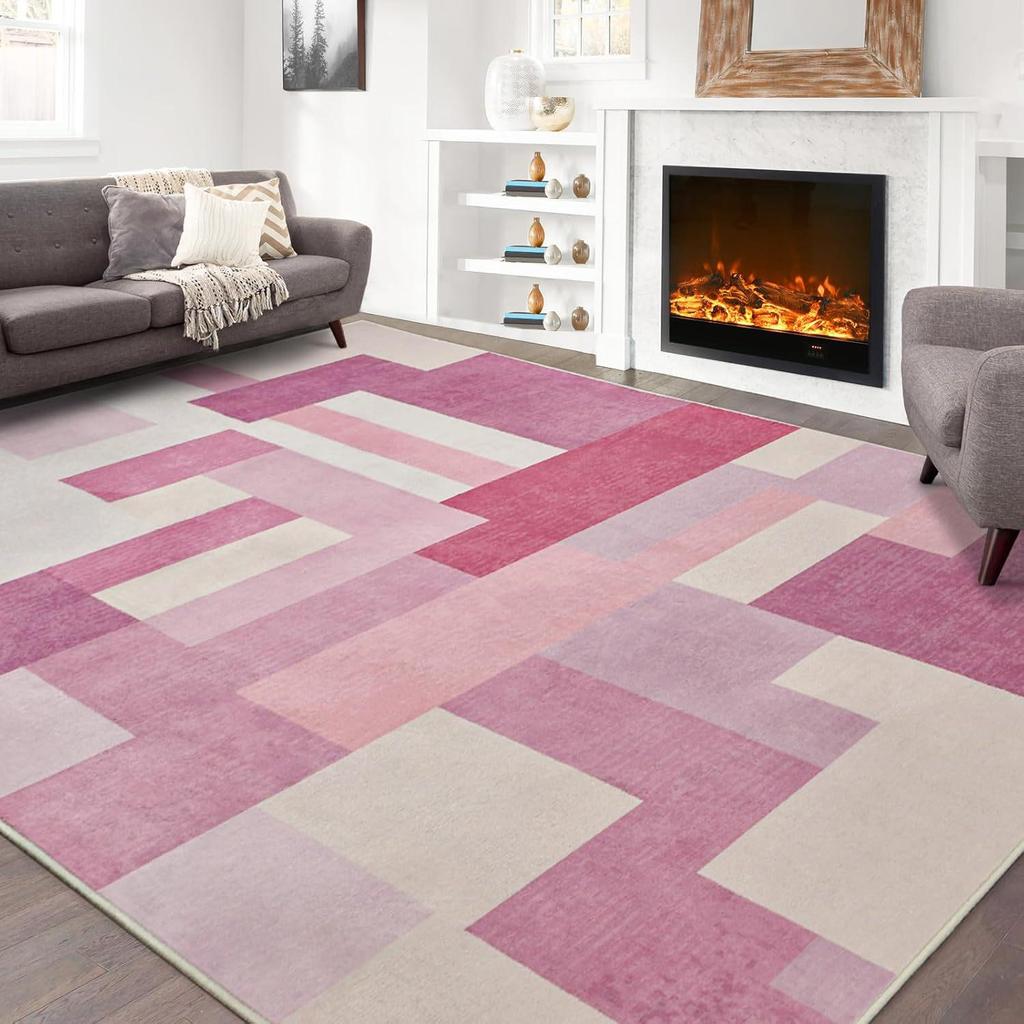 Temu Plaid Carpet: Durable, Dirt-Resistant, and Dustproof Floor Mat for Living Room and Bedroom Decor