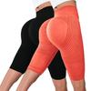 High Waist Seamless Yoga Shorts for Women with Ribbed Design Stretchy Compression Fit Capris Length