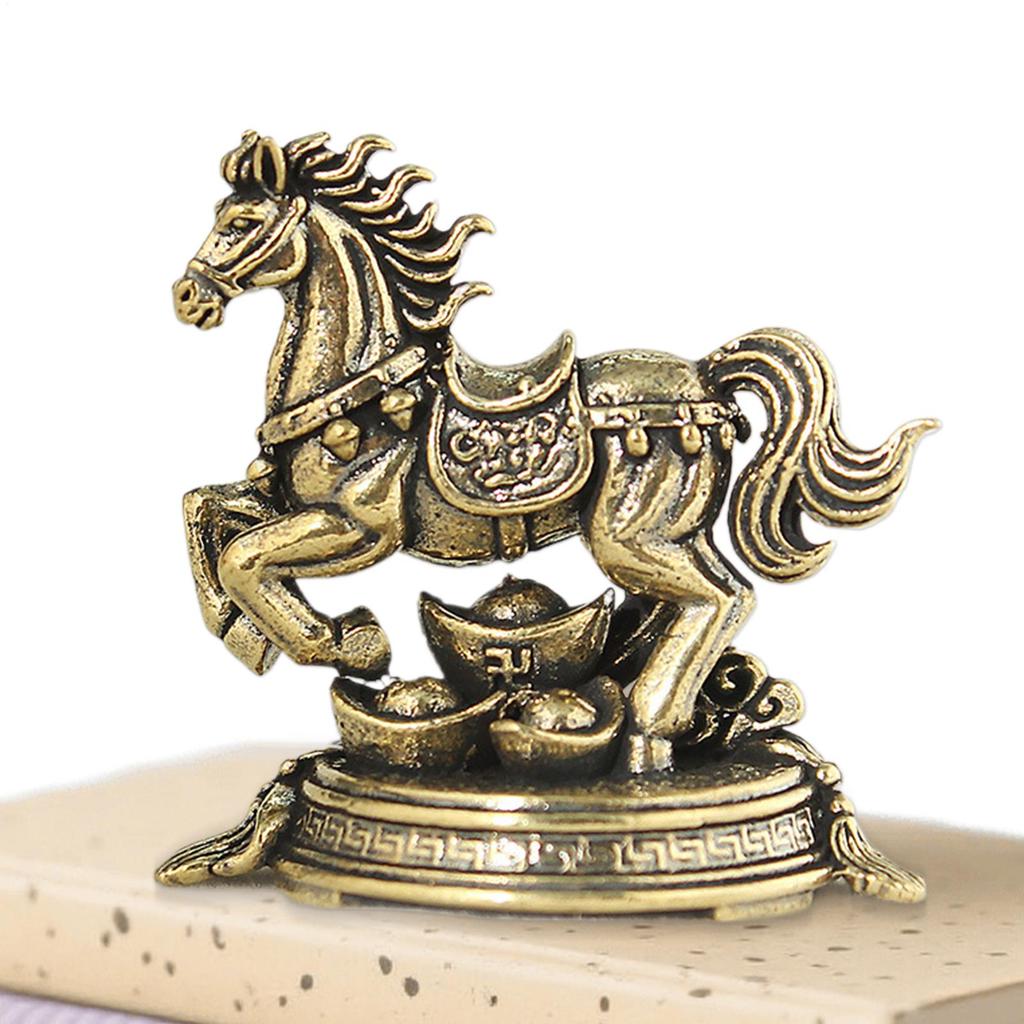 Brass Wealth Fortune Horse Figurine Good Luck Success Horse Ornament Small Horse Statue Decor Collectible Sculpture Ornament