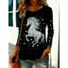 Women's 3D Printed Crew Neck Long Sleeve T-Shirt Fashion Versatile Trend Breathable Casual