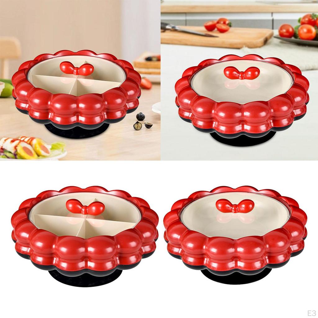 Fruit Bowl with Lid, Snack Serving Bowl, Food Display Rotatable, Made of PET And PP, for