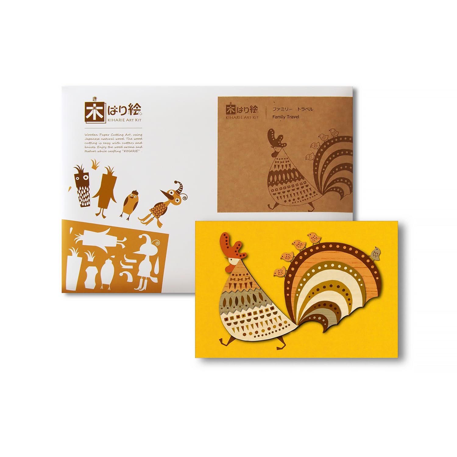 

KINOWA Семейное путешествие Дереворезьба Оригинальный Набор Ручной Работы Курица Сделано в Японии