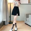 Czarne spódnice damskie rozciągliwe cienkie rozcięcia po bokach regularna Mini krótka spódniczka w stylu koreańskim wysoka talia letnie ubrania damskie Plus rozmiar