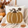 Fall Towel Embroidered Pumpkin Throw Pillowcase Cojines Thanksgiving Sofa Decorative Cushion Cover Halloween Square Pillow Cover